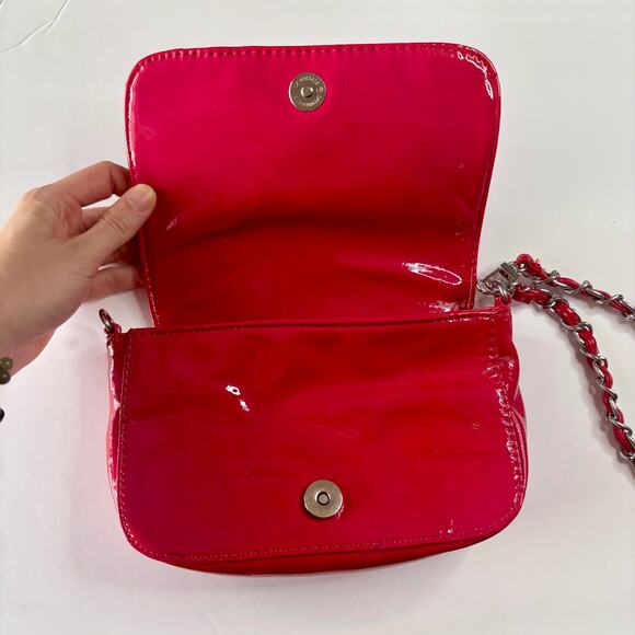 Big Buddha Hot Pink Patent Leather Quilted Purse Short & Long Chain AS IS - Picture 13 of 15